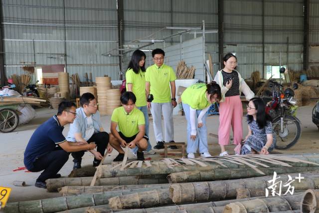 广东机电职业技术学院竹梦实践团队正在讨论如何改进竹子自适应去皮机。 广东机电职业技术学院竹梦实践团队正在讨论如何改进竹子自适应去皮机。